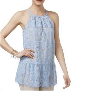 Alfani Baby Blue Sleeveless Lace Top NWT